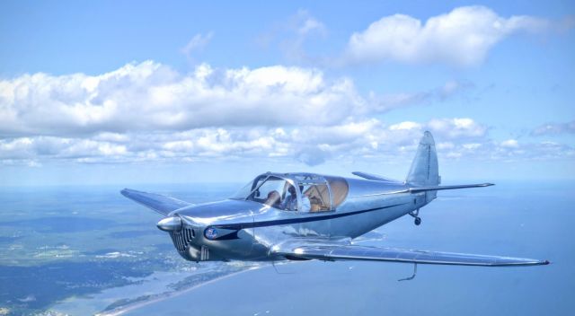 TEMCO Swift (N4796K) - 1946 Globe Swift over Long Island Sound.