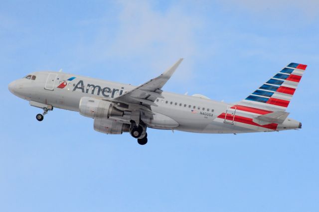 Airbus A319 (N4005X) - American 2385 to Dallas-Fort Worth, TX. 6 Feb 2021.