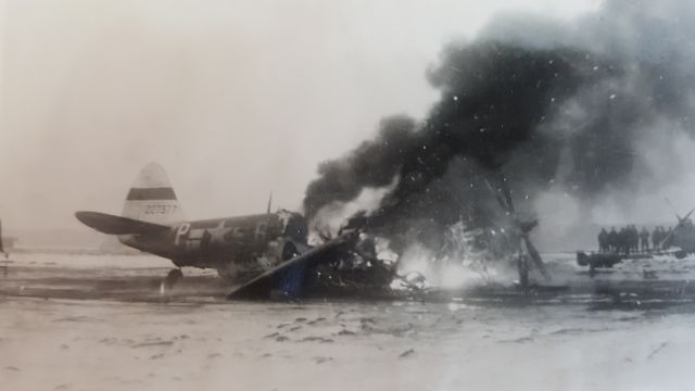 REPUBLIC Thunderbolt (22-7377) - P-47 somewhere in Europe. WWII, 1944 or 1945. Picture taken by my father.