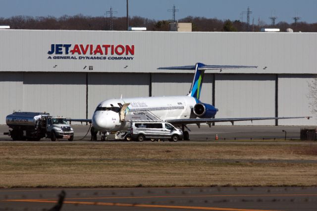 McDonnell Douglas MD-83 (N806WA) - World Atlantic MD83 made a rare visit to Hanscom on 4/3/21 presumably doing a sports charter. Nice to see these mad dogs still flying. 