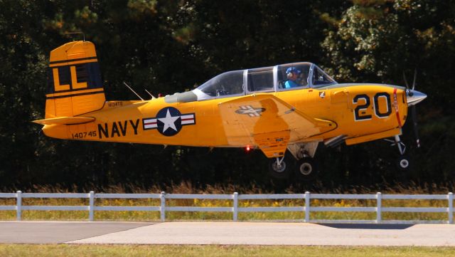 Beechcraft Mentor (N134TD) - A 1955 Beech T-34B Mentor departing St. Clair County Airport, Pell City, AL at the conclusion of Aviation Career Day 2022 - October 8, 2022