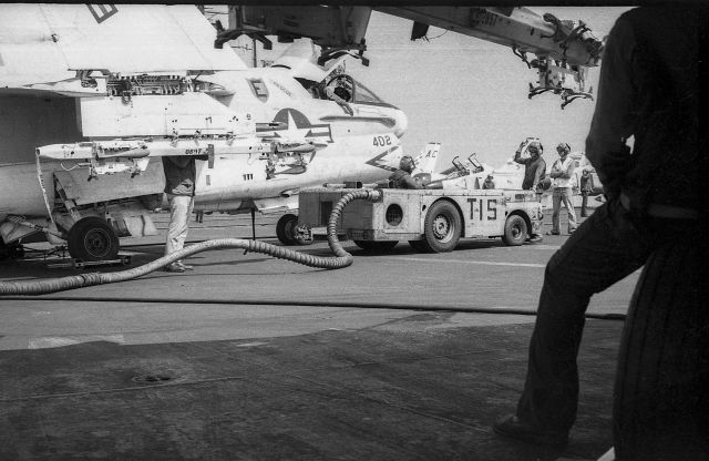 15-3196 — - Corsair getting some pre-launch care on USS Saratoga (CV-60)