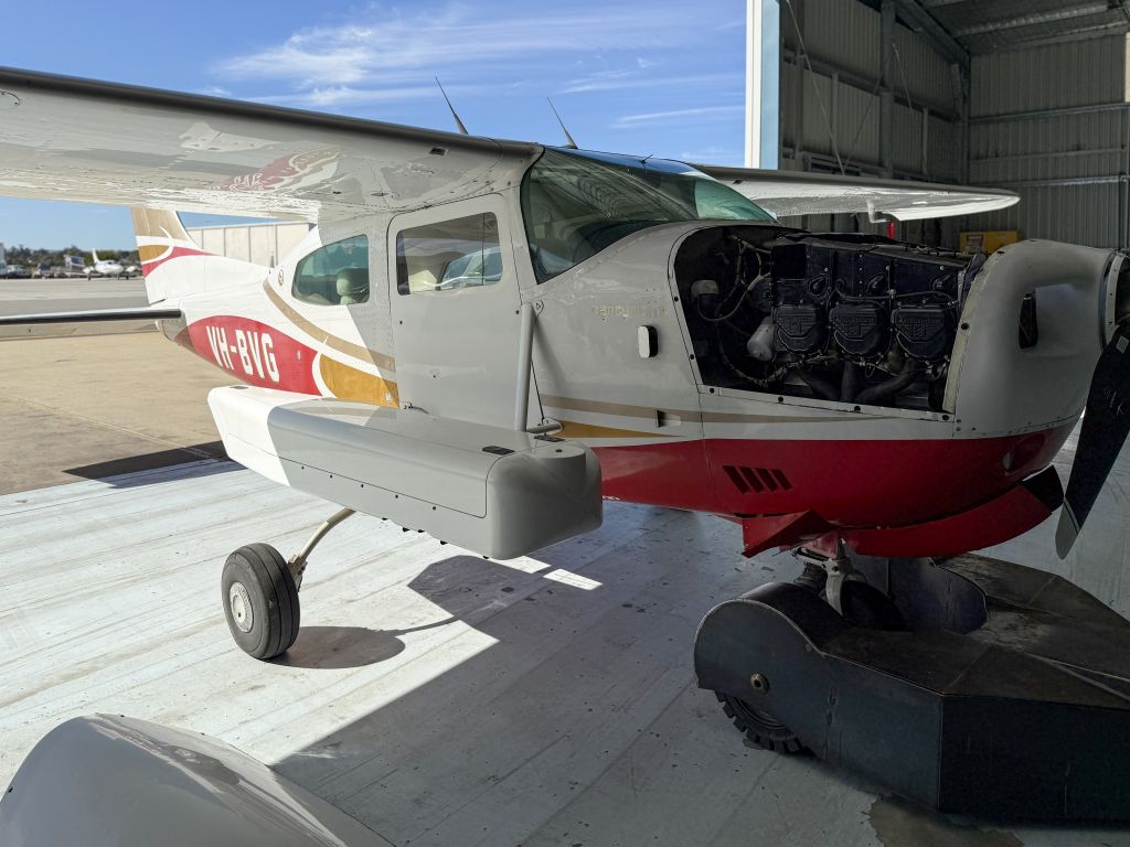Cessna Centurion (VH-BVG) - An unusual two ten - equipped as survey aircraft. Jandakot, near Perth, Australia. 