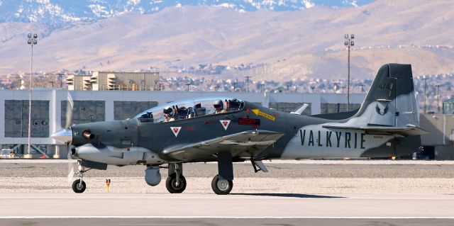 Embraer A-27 Tucano (N474VK) - N474VK, seen here slowing after landing on runway 16L, is an Embraer EMB 312F Tucano.