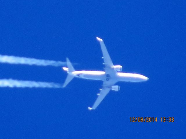 Boeing 737-800 (N523AS) - Alaska Airlines flight 774 from SEA to TPA over Baxter Springs Kansas (78KS) at 37,000 feet.