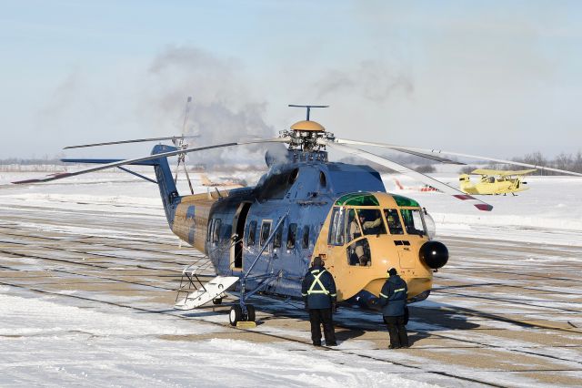 C-FDCH — - This Sikorsky S-61N is making a cold start-up at Yorkton on it's way from Iqaluit to Edmonton. 