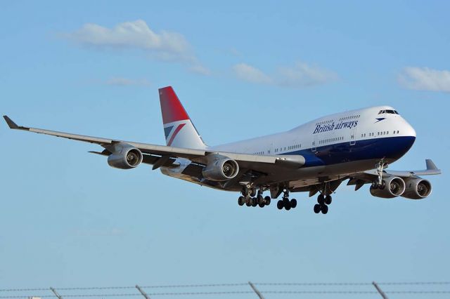 Boeing 747-400 (G-CIVB) - British Airways Boeing 747-436 G-CIVB visited Phoenix Sky Harbor on April 30, 2019. To celebrate the 100th anniversary of British Airways, it is painted in retro "Negus" livery dating to the period 1974 to 1980.