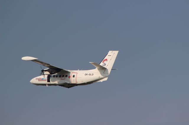 LET Turbolet (OK-SLD) - LET 410 SILVER AIR TAKEOFF FROM RUNWAY 36 LINATE 27-05-16  (FLY TO ELBA TUSCAN ISLAND TITLES ON NOSE)