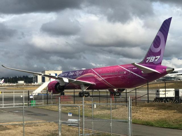 — — - Driving to the store the other day and passed the Dreamlifter parking space at Boeing and I had to turn around and go back just shoot a pic of this beauty! You got to admit there is no other bird as beautiful as a 787! 