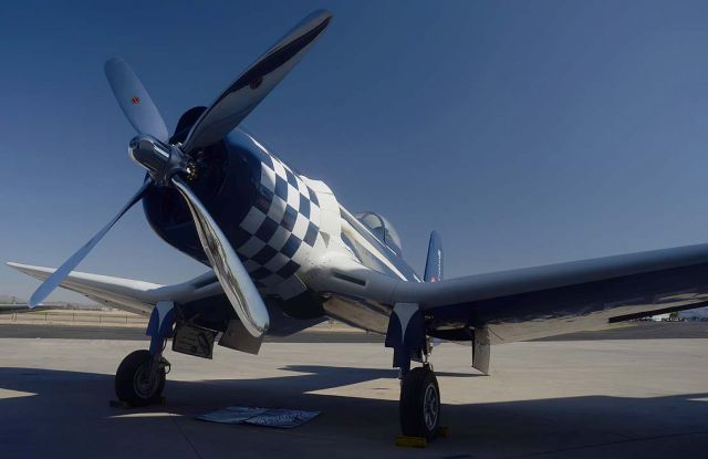 NX5577N — - Following its appearance at the Reno Air Races, Goodyear F2G-1 Corsair BuNo 88463 NX5577N Race #74  flew to Falcon Field in Tempe, Arizona and parked on the Commemorative Air Force ramp.