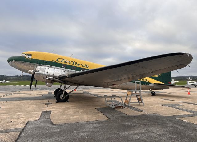 Douglas DC-3 (N983DC) - September 30, 2023 - parks at Frederick this morning. Saw it flew low over my car while I drove yesterday around 5pm