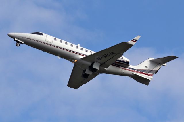 Learjet 45 (M-ABJA) - Ryanairs Learjet departing Manchester on the way to Madrid.