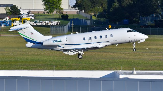 Bombardier Challenger 300 (N26DE) - Duke Energy Bombardier Challenger 300 (N26DE) departs KRDU Rwy 23L on 04/10/2020 at 6:19 pm.