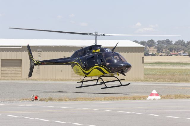 Bell JetRanger (VH-ONE) - Ausjet/Heli Experiences (VH-ONE) Agusta-Bell AB 206B Jet Ranger III taking off from Wagga Wagga Airport.