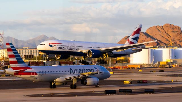 Boeing 777-200 (G-YMMJ) - British Airways 777-200 landing at PHX on 3/6/2022. Taken with a Canon 850D and Canon 75-300mm lens.