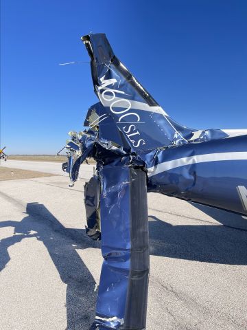 Piper Malibu Meridian (N282TX) - Aftermath of being hit by a P51 Mustang while on the taxiway.