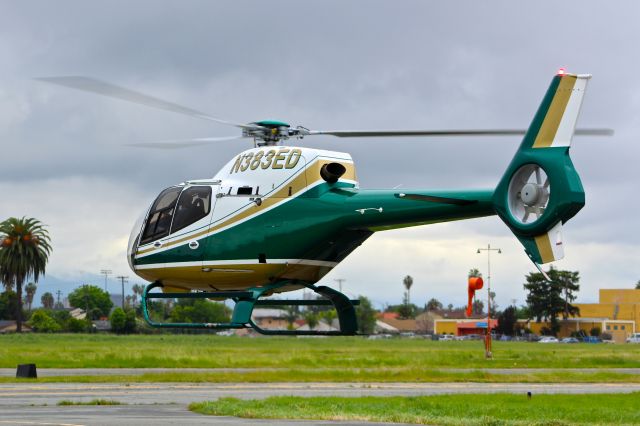 Eurocopter EC-120 Colibri (N383ED) - Eurocopter 120 taxing out for departure at Reid Hillview.