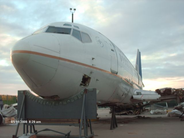 Boeing 737-700 (N18611) - The Continental flight that never left Denver. Flight 1404, they put the remains on the Continental hangar ramp for the investigation.