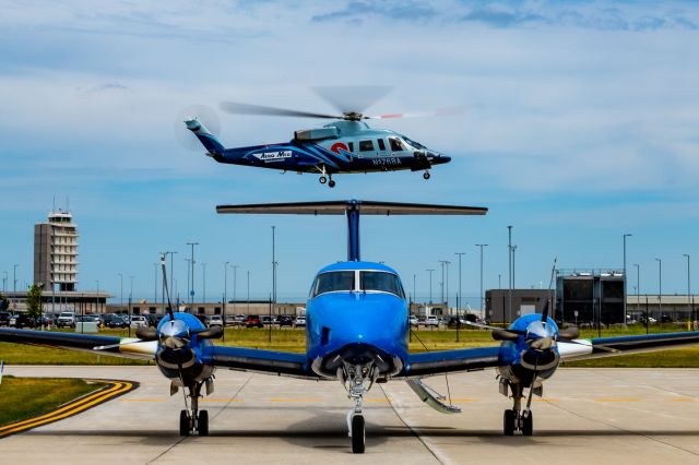 Sikorsky S-76 (N176BA) - AeroMed 2 landing at the AeroMed ramp with AeroMed 4 (N610TA) 