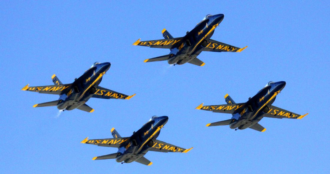McDonnell Douglas FA-18 Hornet — - Blue Angels depart KSFO for Fleet Week Air Show on the San Francisoc Bay, 10-06-2012