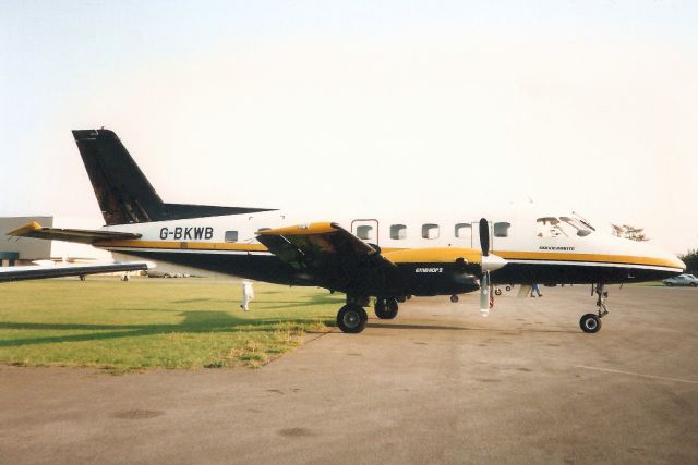 Embraer EMB-110 Bandeirante (G-BKWB) - Seen here in Oct-90.br /br /Reregistered G-OEAB 6-Jan-94,br /then PH-FVB 8-Oct-96,br /then G-OBPL 27-Nov-98.br /Registration cancelled 27-Feb-04 as permanently withdrawn from use. Broken up at EGMC.