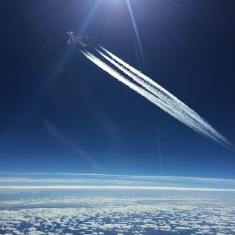 — — - A380 in flight