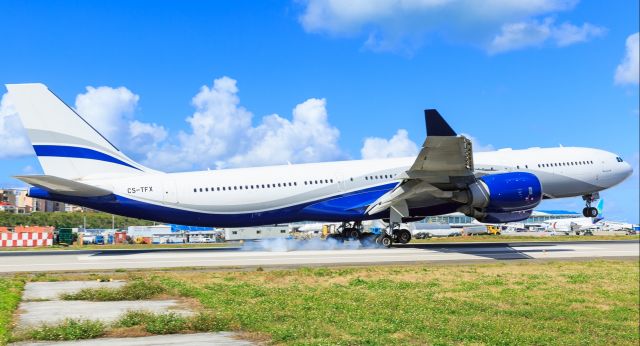 Airbus A340-500 (CS-TFX) - Hi Fly charter landin at TNCM St Maarten for Air France.