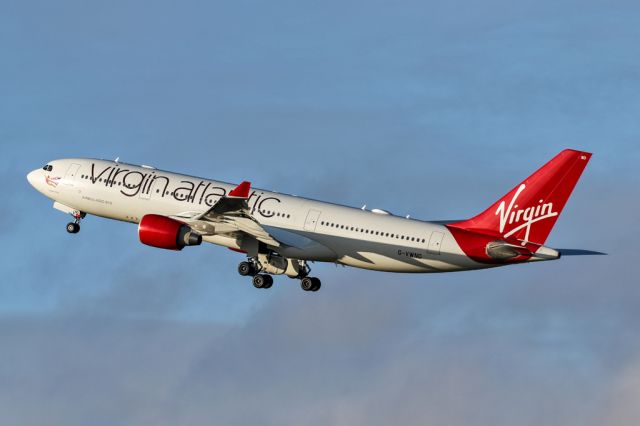 Airbus A330-200 (G-VWND) - This ex-Air Berlin aircraft (D-ALPF) lives on with Virgin.  VS127 departs to JFK in the afternoon sun.