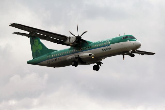 ATR ATR-72 (EI-FAT) - Aer Lingus (EI) EI-FAT ATR 72-212A [cn1097]br /Birmingham (BHX): Aer Lingus Regional flight EI3708 arriving from Cork (ORK). Stobart Air (RE) operate this flight on behalf of Aer Lingus Regional. br /Taken from the end of Runway 15 Sheldon Country Park.br /2018 07 31br /a rel=nofollow href=http://alphayankee.smugmug.com/Airlines-and-Airliners-Portfolio/Airlines/EuropeanAirlines/Aer-Lingus-EI/i-7pVgPHthttps://alphayankee.smugmug.com/Airlines-and-Airliners-Portfolio/Airlines/EuropeanAirlines/Aer-Lingus-EI/i-7pVgPHt/a