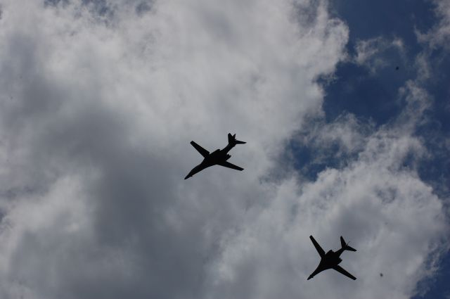 — — - Hawk 81 and Hawk 82 fly over at DYS.