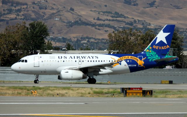 Airbus A319 (N822AW) - "Nevada - Battle Born" Departure 30L to KPHX  07-17-2014