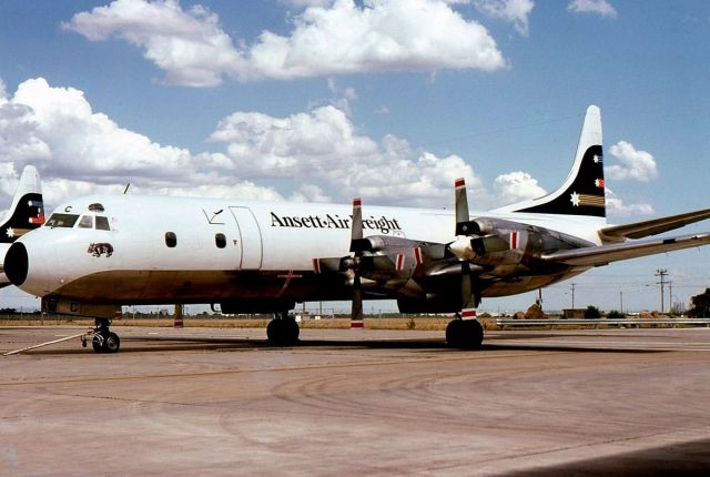 Lockheed L-188 Electra (VH-RMC) - Aircraft in storage at Melbourne Airport. Photo taken January 1981.