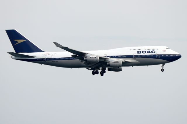 Boeing 747-400 (G-BYGC) - 'British Airways' BOAC retro livery arriving from London-Heathrow