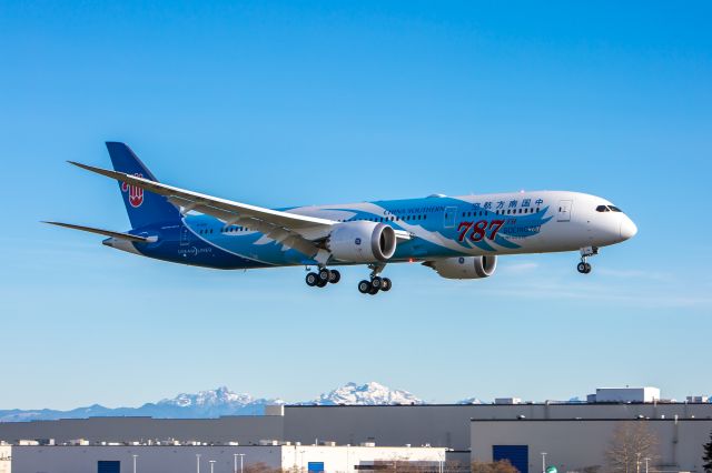 Boeing 787-8 (B-1168) - BOE936 / B1168 makes a final approach into KPAE on its first 2 hour flight round trip from Moses Lake on 12-7-2018