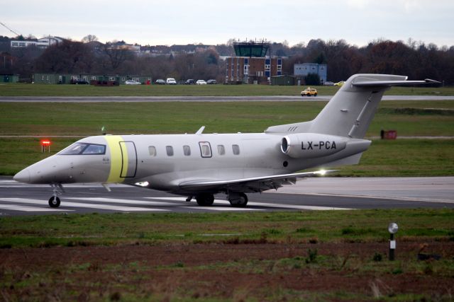 Pilatus PC-24 (LX-PCA) - Jetfly Aviation PC-24 lining up to depart rwy 25 on 6-Dec-18 heading for LIML as JFA31D.