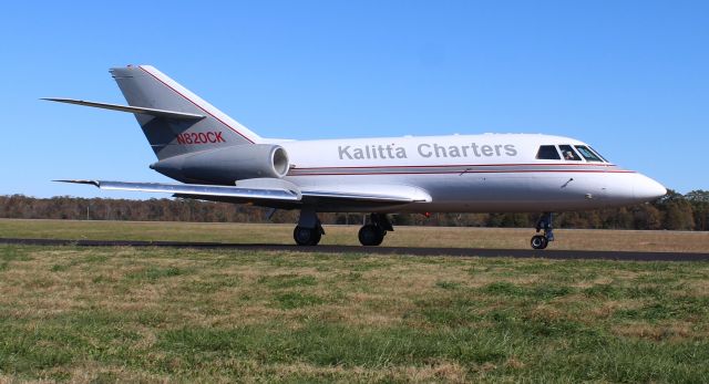 Dassault Falcon 20 (N820CK) - A 1967 model Dassault / SUD Fan Jet Falcon 20C-5 taxiing for takeoff at Pryor Regional Airport, Decature, AL - November 17, 2020.