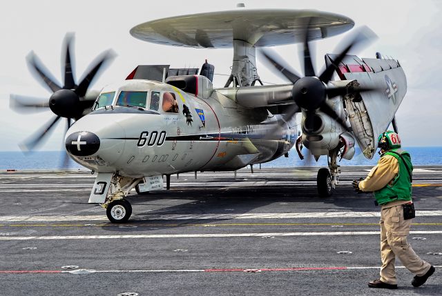 16-6504 — - 166504 Northrop Grumman E-2C HE2K Hawkeye CVW-2 USS Ronald Reagan VAW-113 Airborne Early Warning (AEW) "The World Famous Black Eagles" - TDelCorobr /Ronald Reagan (CVN 76)br /April 9, 2014