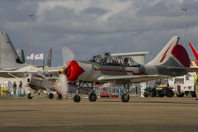 VH-YEK — - YAK-52 awaiting departure from Avalon 2015.