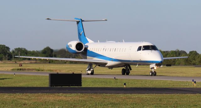 Embraer ERJ-145 (N47VA) - An Embraer ERJ-145 taxiing fore departure at Boswell Field, Talladega Municipal Airport, AL, following the NASCAR GEICO 500 race at Talladega Super Speedway, late afternoon, April 25, 2021.