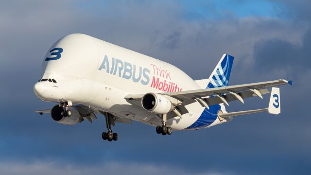 SATIC Super Transporter (F-GSTC) - I went up to Bangor to catch this Beluga flying in. Thankfully, the sun showed up just as it was flying in.