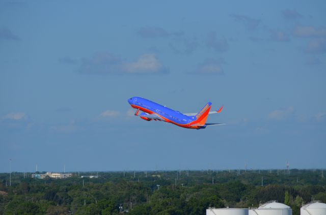 — — - Standing on top parking level facing east at Tampa International Airport take off from runway 1R early afternoon.