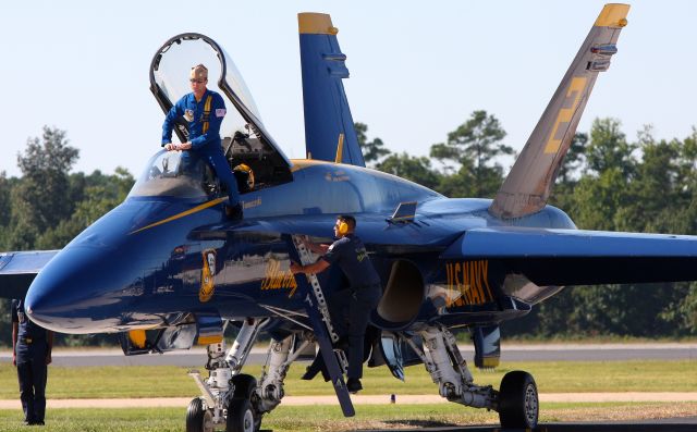 McDonnell Douglas FA-18 Hornet (16-3108) - Blue Angel #2 Lieutenant Commander James Tomaszeski  getting ready for the show.