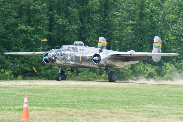 North American TB-25 Mitchell (N27493) - B-25J Miss Mitchell landing at Warbirds Over the Beach 2017 at the Military Aviation Museum in Virginia Beach, VA on 20 May 2017; unfortunately not much flying due to crosswinds and 700 foot ceiling.