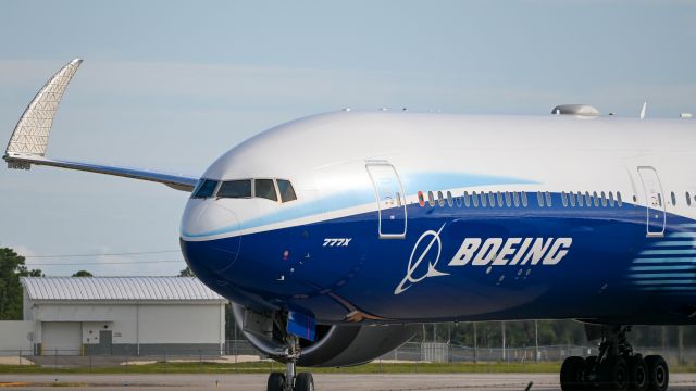 BOEING 777-9 (N779XX) - Boeing's 777X test bed taxing back after a test flight over the Gulf.