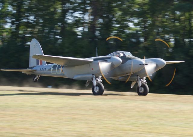 De Havilland Mosquito (N114KA) - de Havilland DH-98 Mosquito. An amazing Warbirds over the Beach 2021 airshow at Jerry Yagen’s Military Aviation Museum at Pungo, VA near Virginia Beach, 2-3 October 2021. If you’ve never attended one of his airshows, you ought to check it out. Multiple formations of US Army Air Corps, US Navy, RAF, and German aircraft. With Covid, this show was a combined WWI, WWII, etc. airshow. 