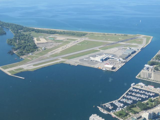 de Havilland Dash 8-400 — - Toronto City Airport as seen from atop the CN Tower