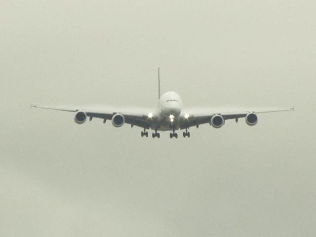 Airbus A380-800 — - Humid air low visibility approach