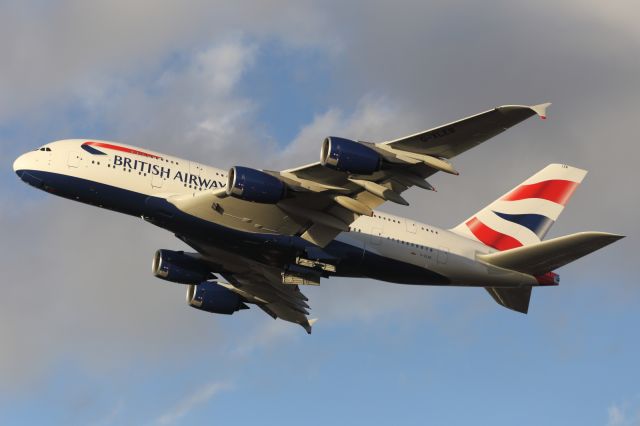 Airbus A380-800 (G-XLEB) - Departing LHR.