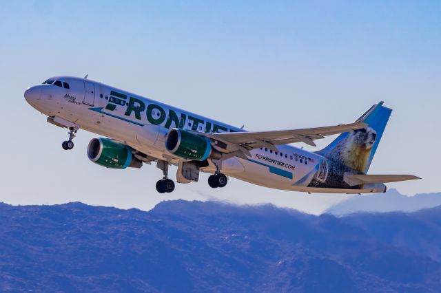 Airbus A320 (N236FR) - Frontier Airlines A320 "Marty the Marmot" taking off from PHX on 11/19/22. Taken with a Canon 850D and Tamron 70-200 G2 lens.