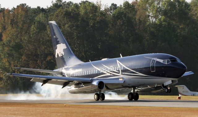 Boeing 737-700 (VP-CAD) - VP-CAD B737-2WS. Built 41 years ago as a 737-200, VP-CAD has been rebuilt as a private jet with a Virgin Islands registration. The 737 is landing on runway 31 after a successful test flight to Columbus, Ga and back to Falcon Field in Peachtree City, Ga. 14 Oct 2022